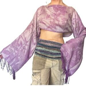 Pashmina Lavender Boho Shawl Top / Fairy Sleeve Wrap / Ethereal Festival